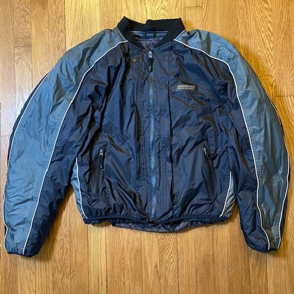 Vintage Olympia Sports Mens XL Extra Large Black Grey Motorcycle Moto Jacket